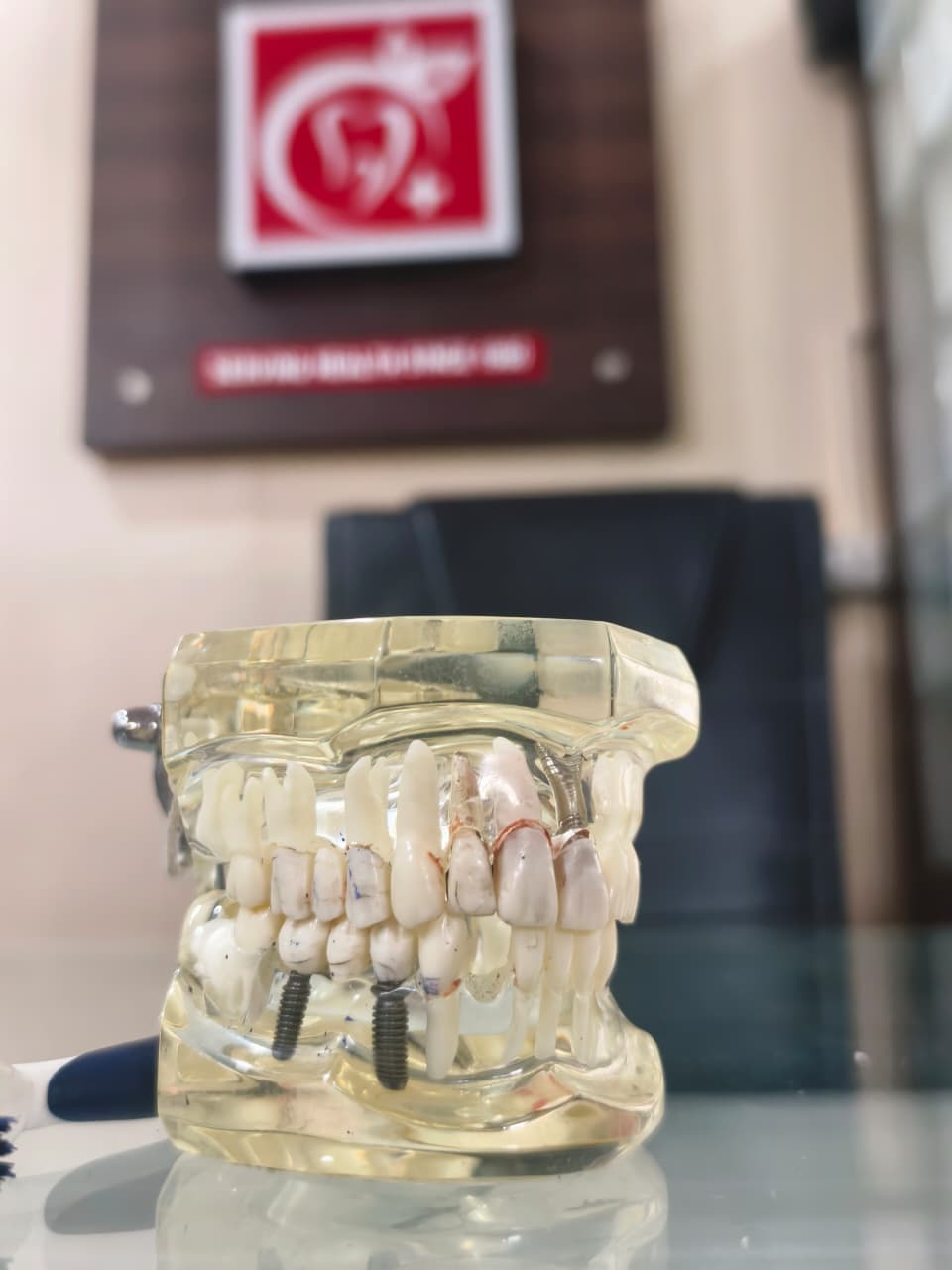 Dr. Saransh with dental equipment